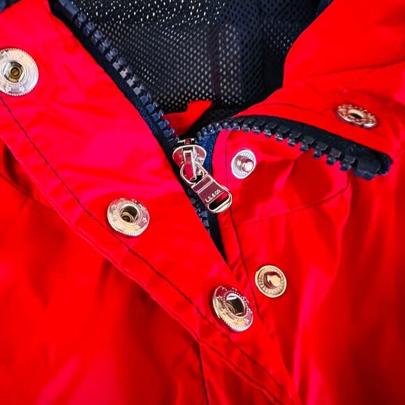 Levi’s Hooded Nylon Colorblock Windbreaker Red White Blue Juniors L - Picture 3 of 9